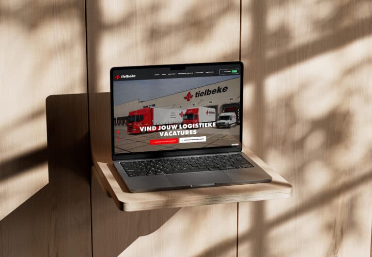 Werken bij Tielbeke homepage op laptop
